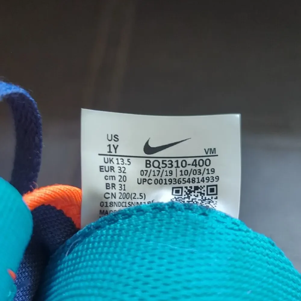 Nike Air Max Infinity Youth Size 1 Navy Orange Lace Up Outdoor Running Sneakers